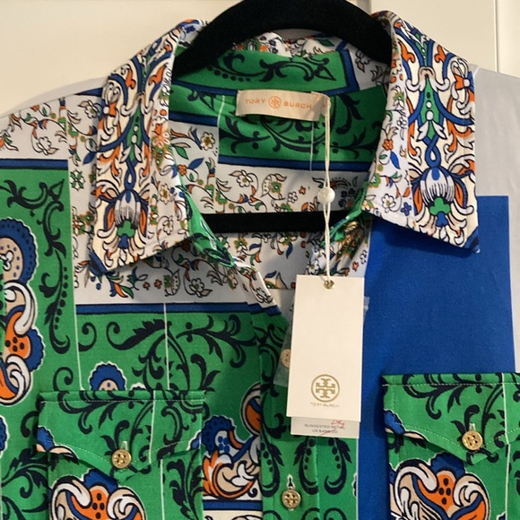 3 for $100! NWT Gorgeous Tory Burch long printed Jersey shirt dress - Picture 6 of 6